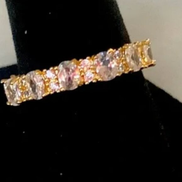 NEW HIGH END 18k Plated Eternity Ring Faux Diamonds Size 7.5 #6 - Picture 2 of 9